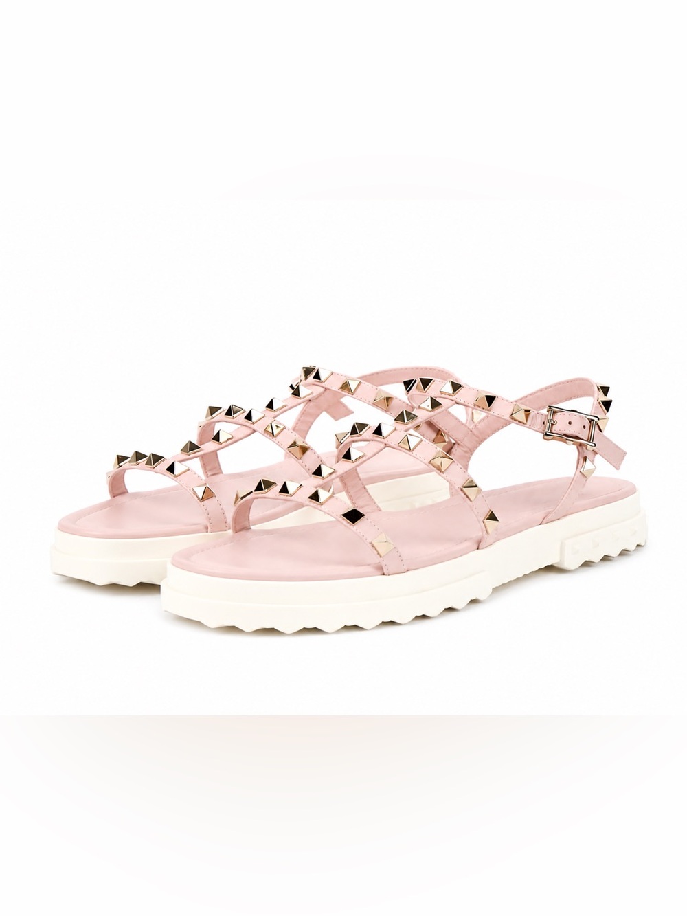Valentino Garavani Studded Pink Strappy Platform Sandals - Women